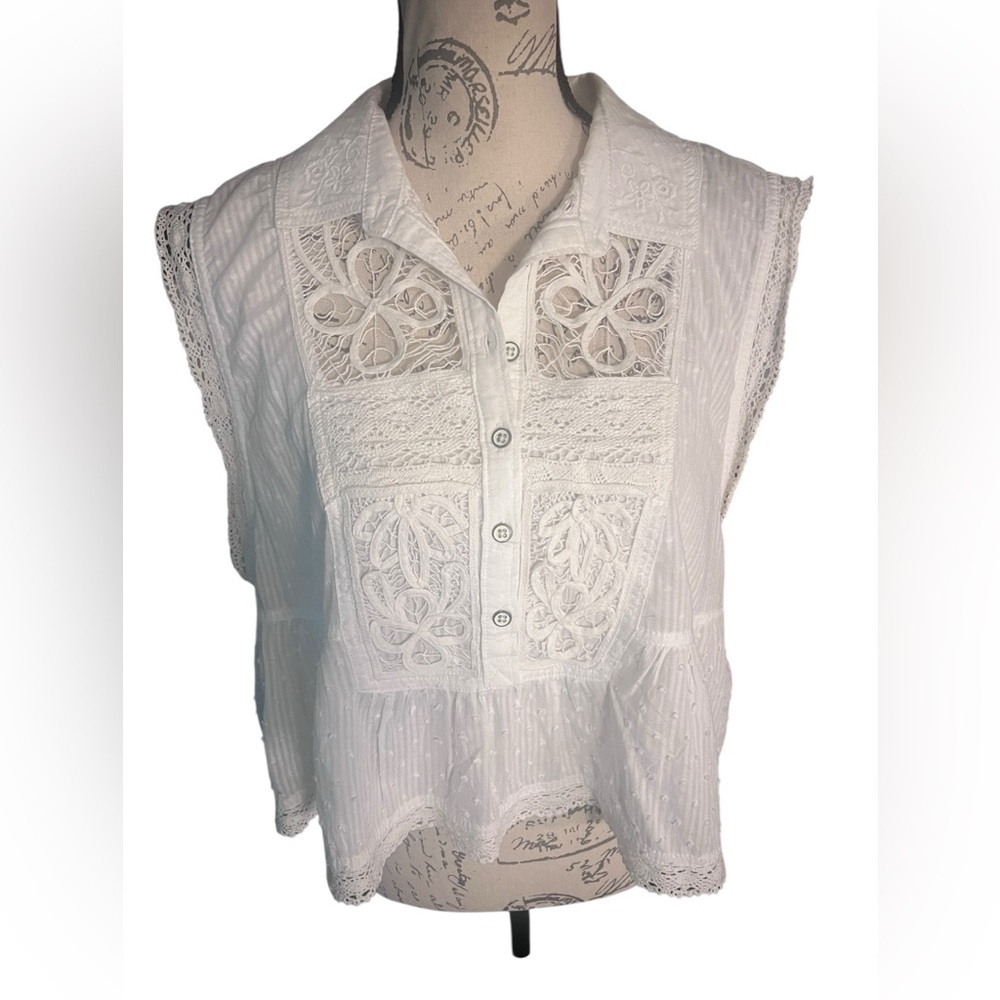 Anthropologie White Lace Blouse - Picture 4 of 10